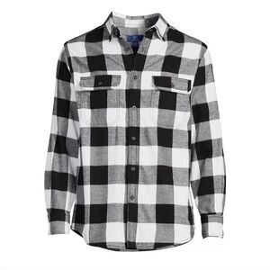 GEORGE Mens Super Soft Flannel Shirt XL 46-48  Buffalo Check Black White New